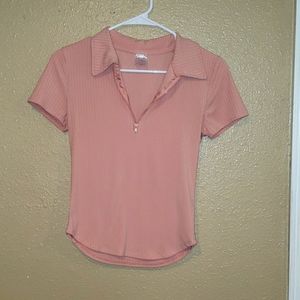 No Boundaries Ribbed Fitting Half-Zip Shirt, size S